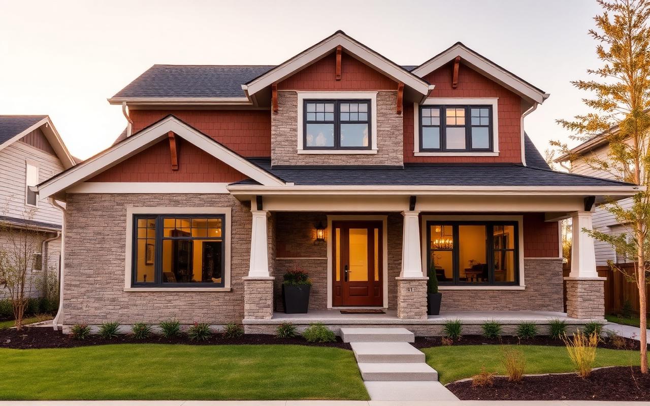 Newly built craftsman home