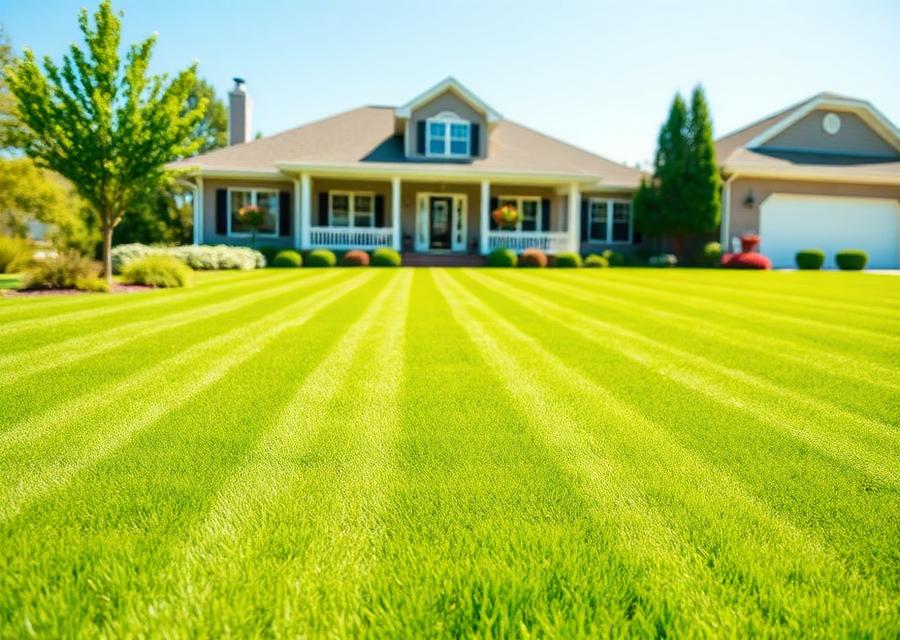 Freshly striped green lawn