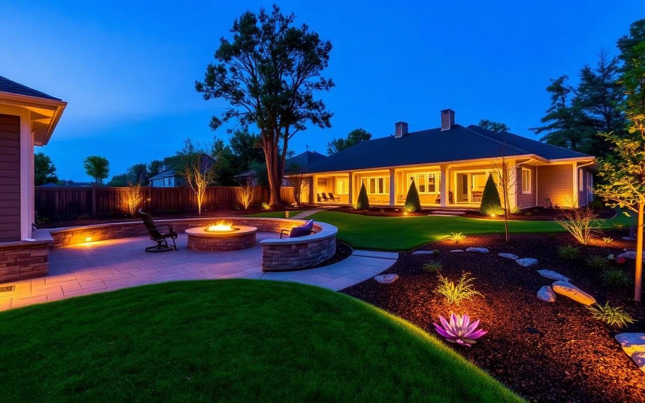 Landscaped backyard with patio