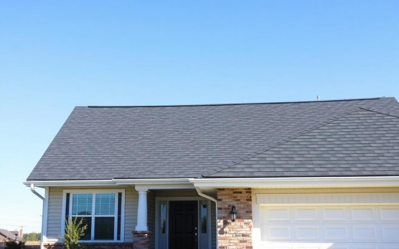 Home with a new asphalt shingle roof